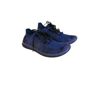 NIKE Free RN Flyknit Cobalt Blue Purple Running Shoes Youth Girls Boys Sz 5.5
